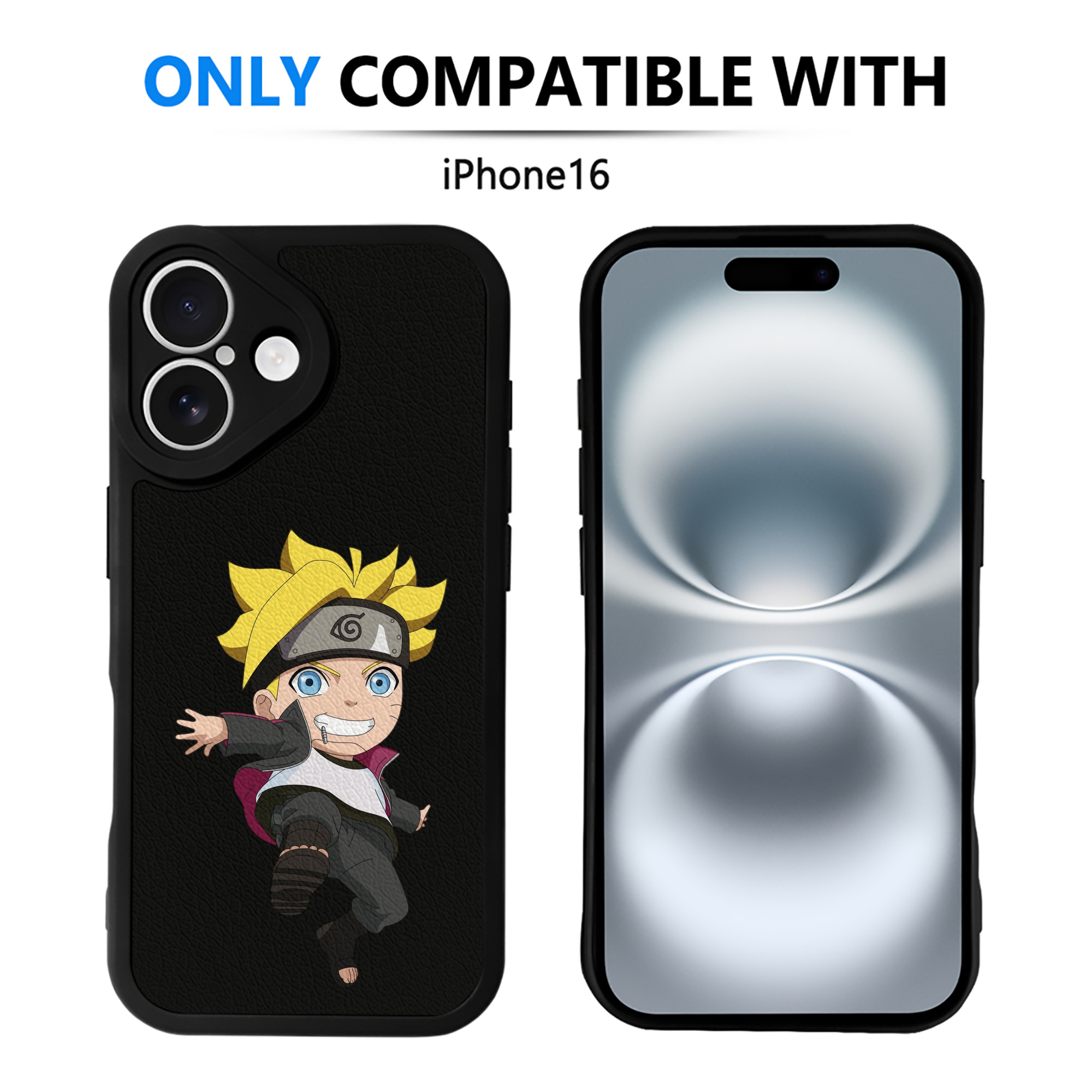 （画像用） NARUTO -ナルト- うずまき ボルト Uzumaki Boruto 【iPhone 16シリーズ対応】シリコンスマホケース（レザー調） 材質：シリコン